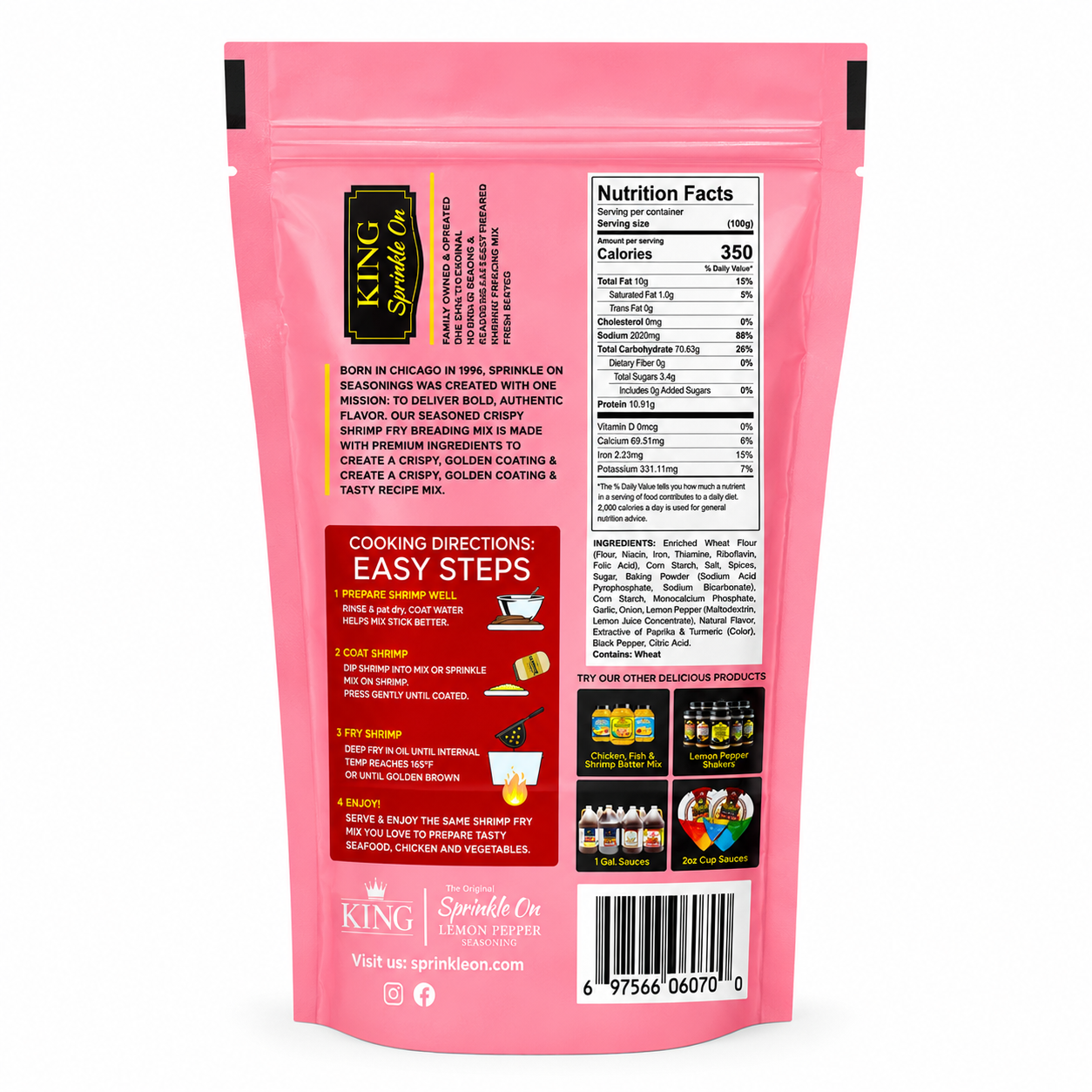 Sprinkle On Seasoned Spicy Crispy Shrimp Fry Breading – 340g / 12oz - Image 2